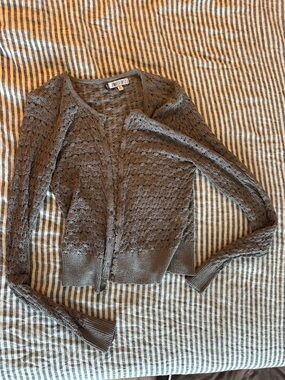 Y2K Jennifer Lopez Gray Open-Knit V-Neck Cardigan